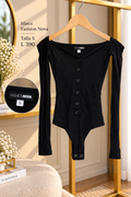 Body negro FASHION NOVA de manga larga
