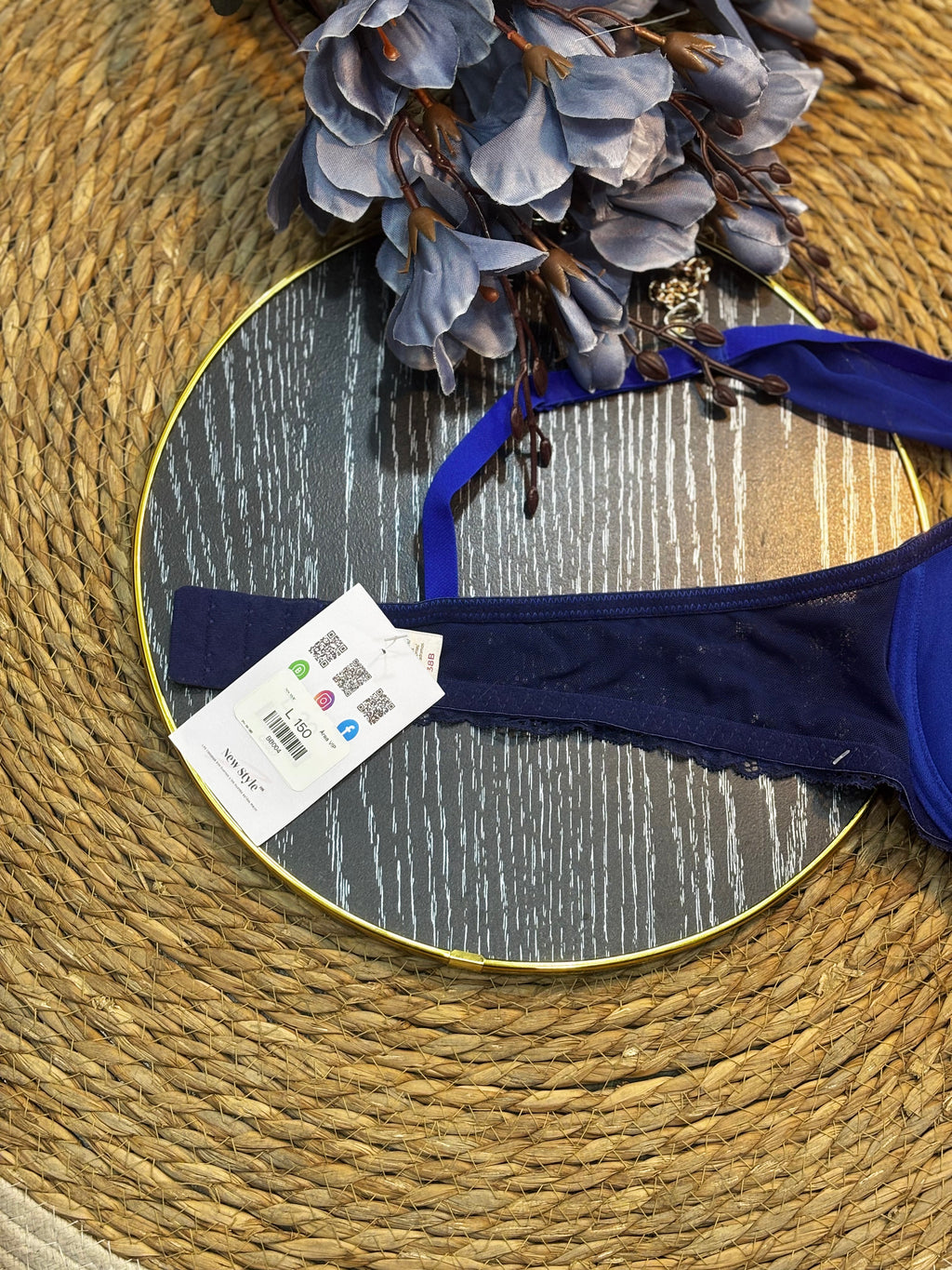 Brasier azul con push y blonda delicado