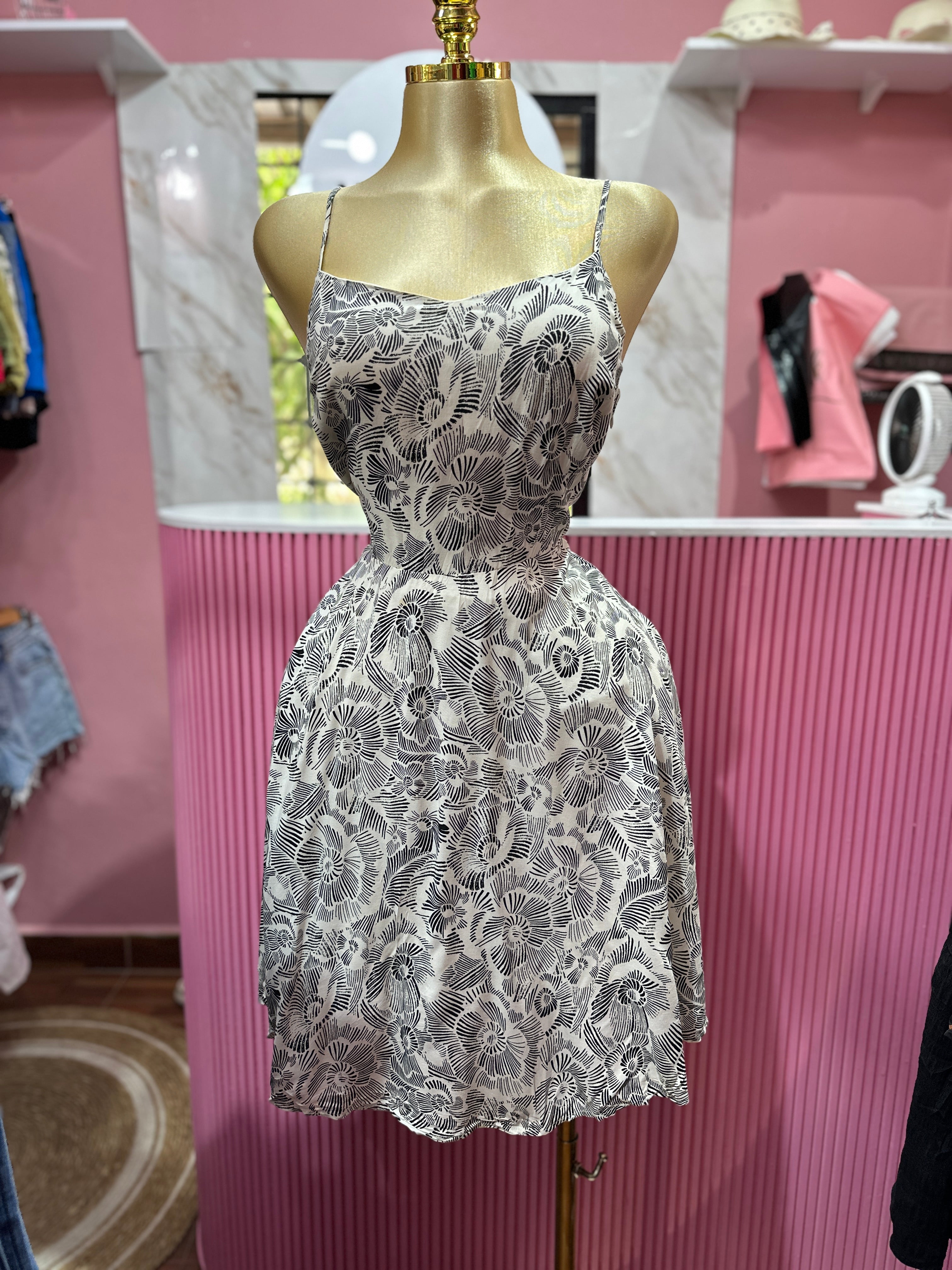 Vestido corto de tirantes, con Estampado