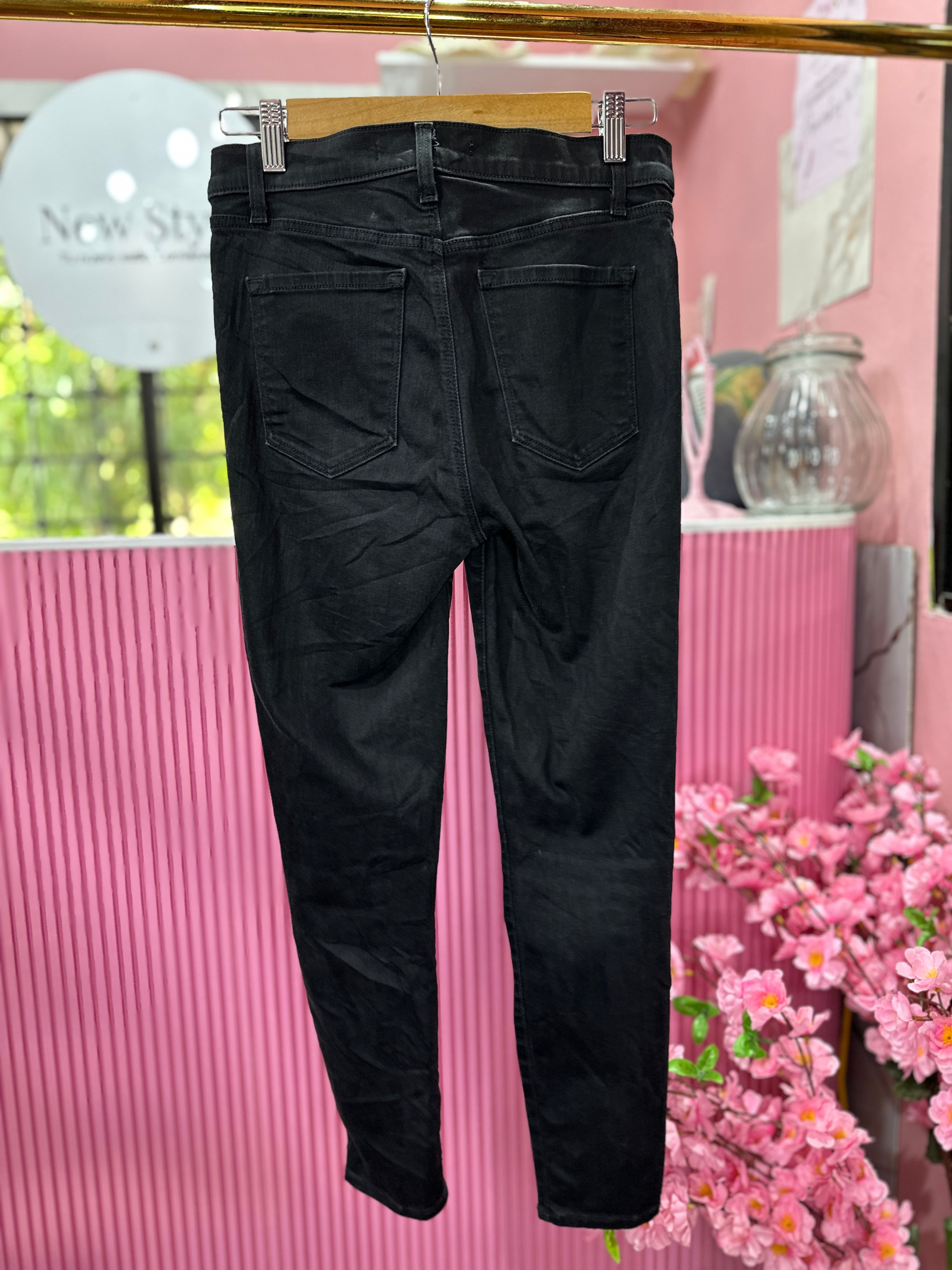 Skinny Jeans de Tiro Alto Negro