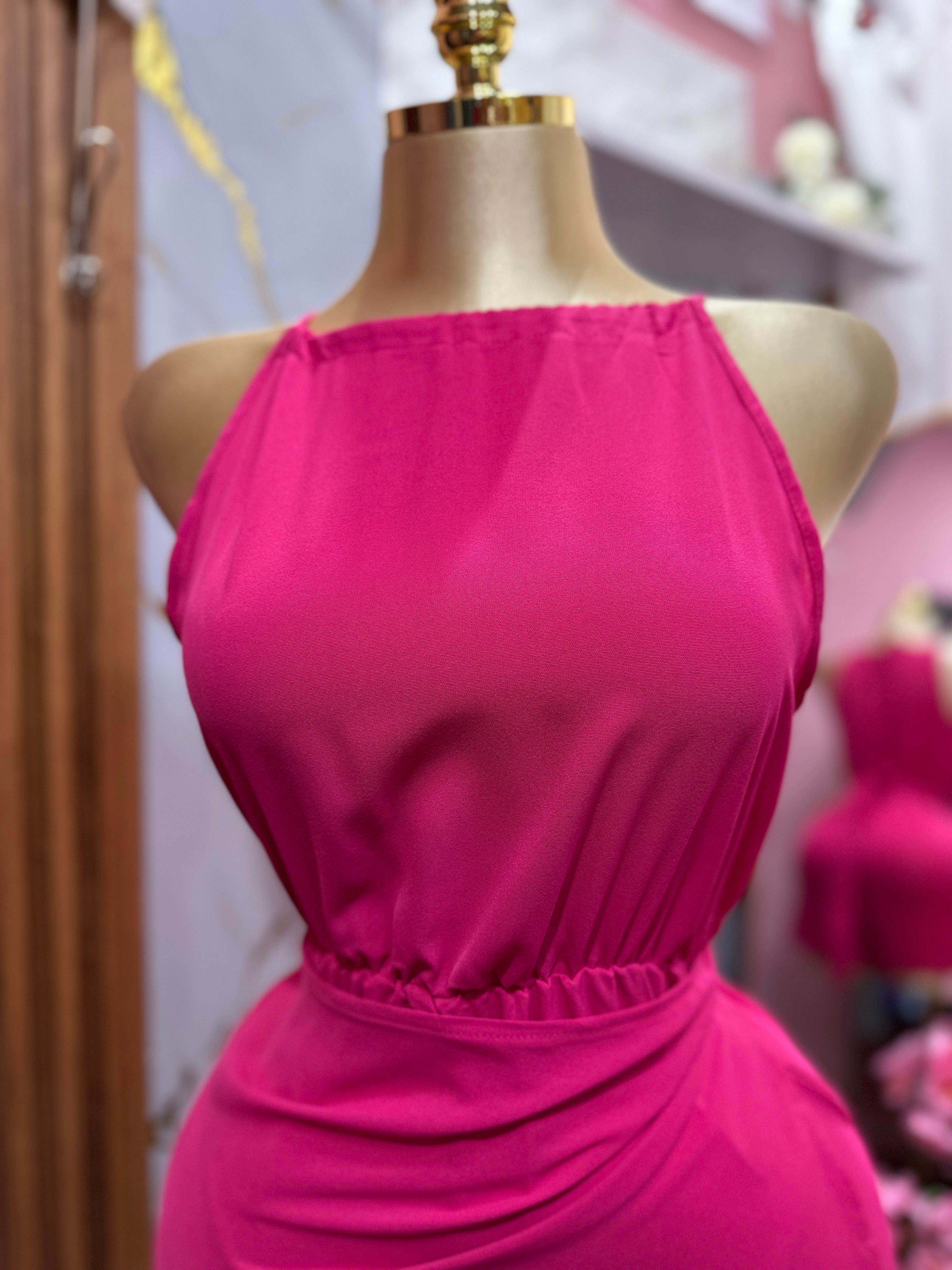 Jomper corto fucsia estilo transparente de tirantes