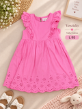 Vestido rodado para niña con mangas de volantes