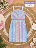 Vestido sin mangas para niña con un diseño de rayas en tonos pasteles