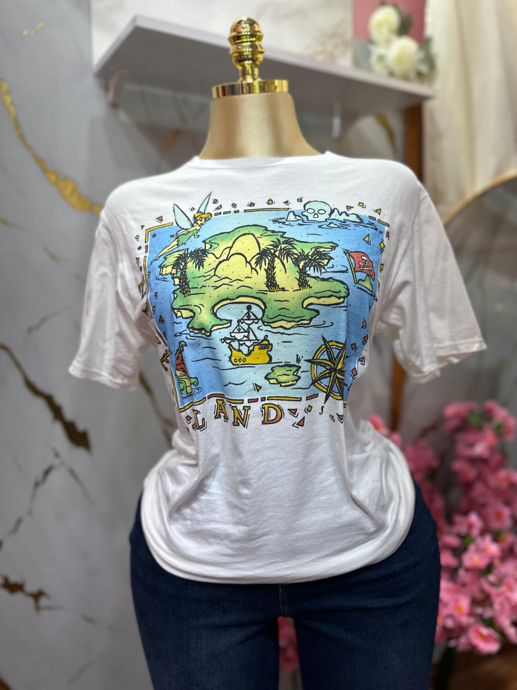 Camiseta blanca DISNEY de cuello redondo