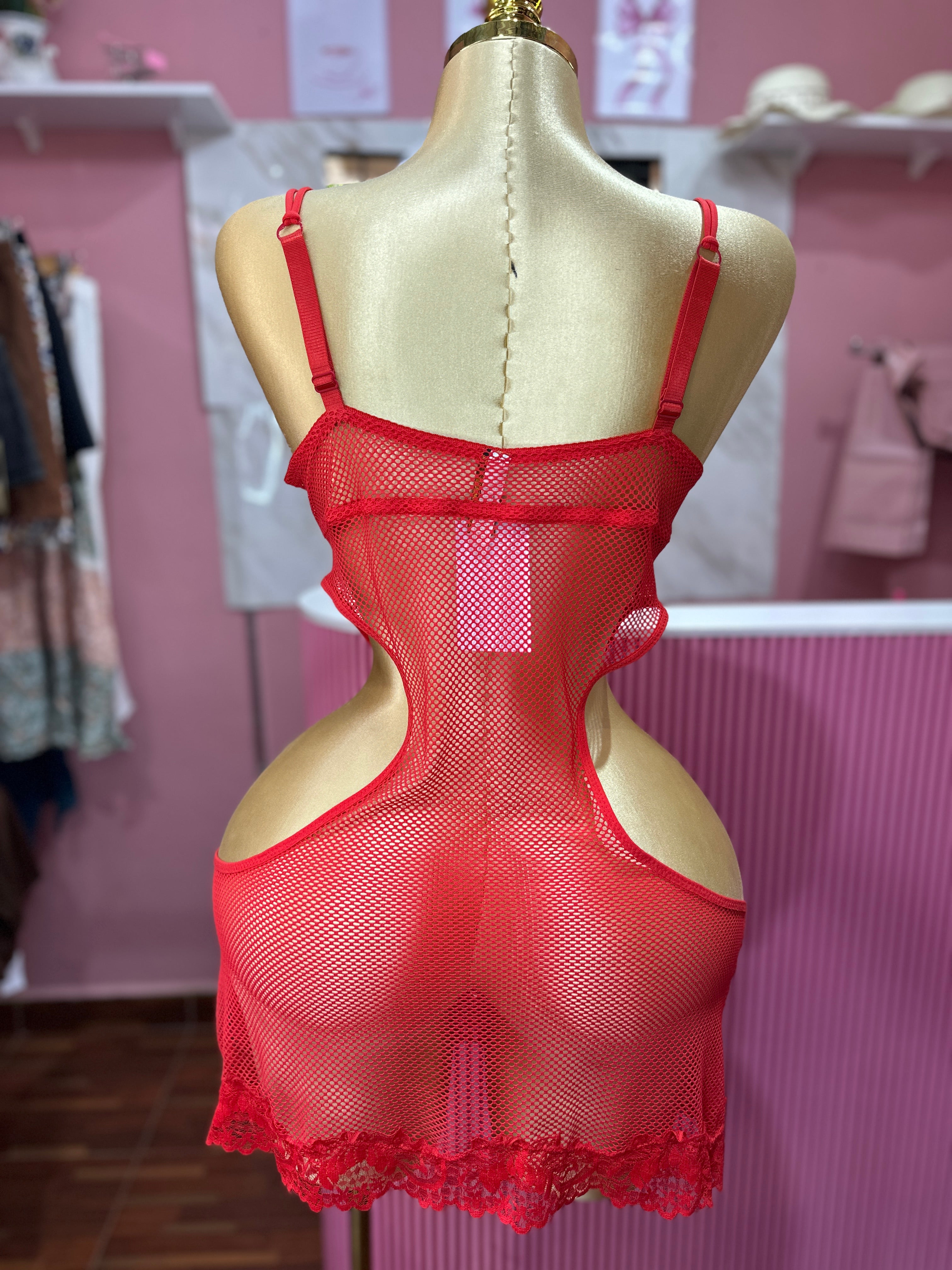 Babydoll de malla rojo
