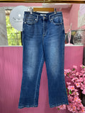 Jeans Acampanado Corto de Tiro Alto