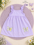 Vestido lila de tirantes con volantes con tierno bordado de mariposas