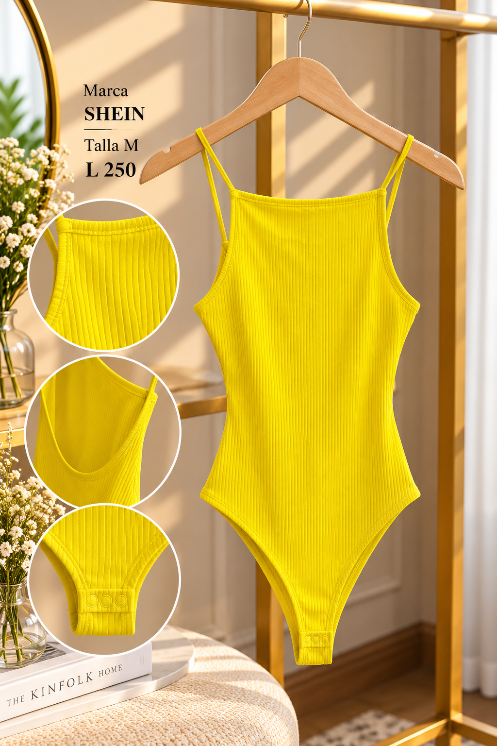 Body amarillo de tirantes con espalda descubierta