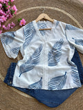 Blusa casual con escote en V y encaje frontal