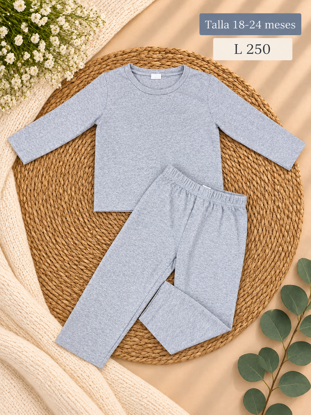 Conjunto para niño de color gris, camiseta manga y pantalón a juego