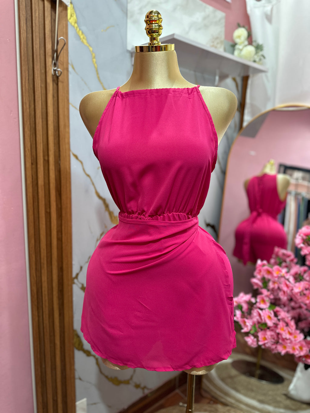 Jomper corto fucsia estilo transparente de tirantes