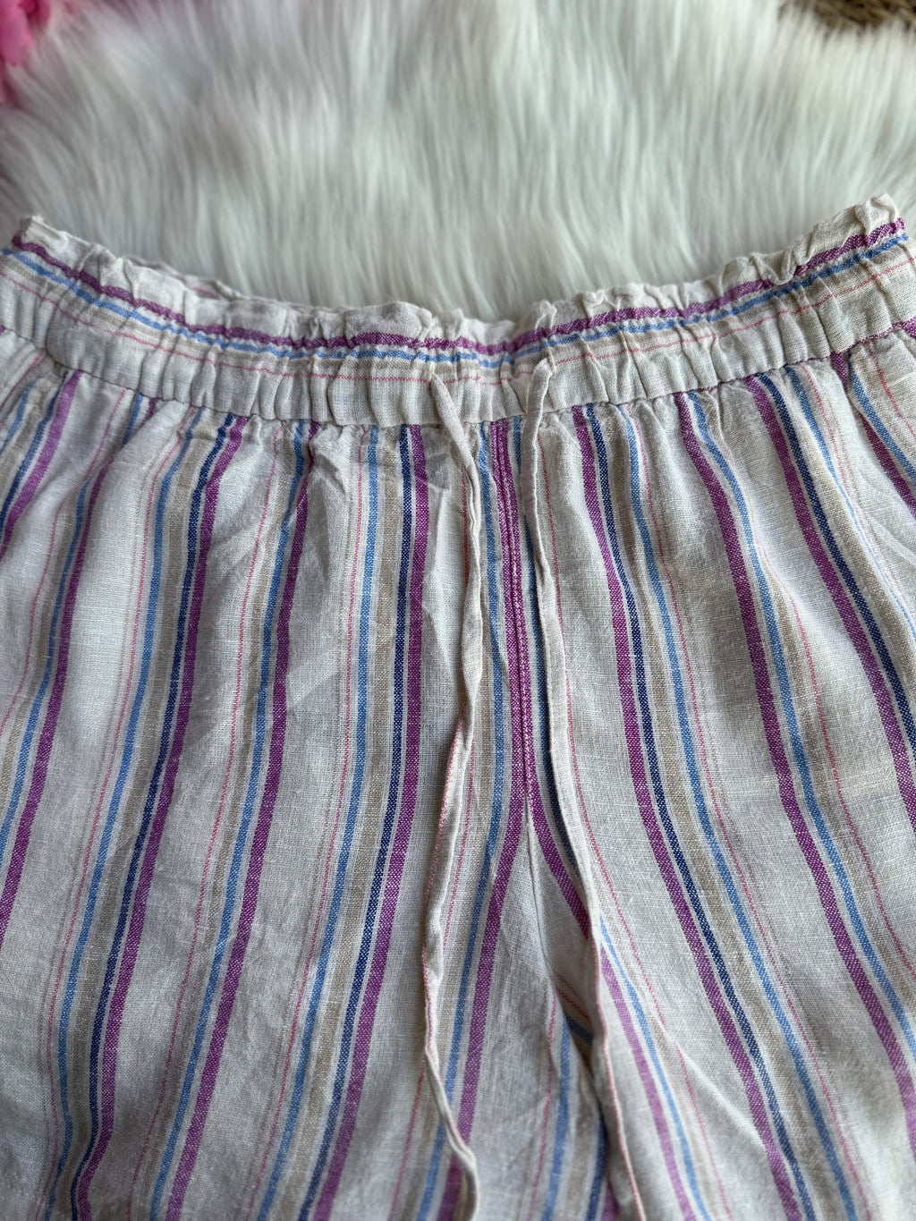 Short Rayado Con Cintura Elástica y Cordón