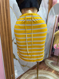 Falda Midi De Rayas Mostaza