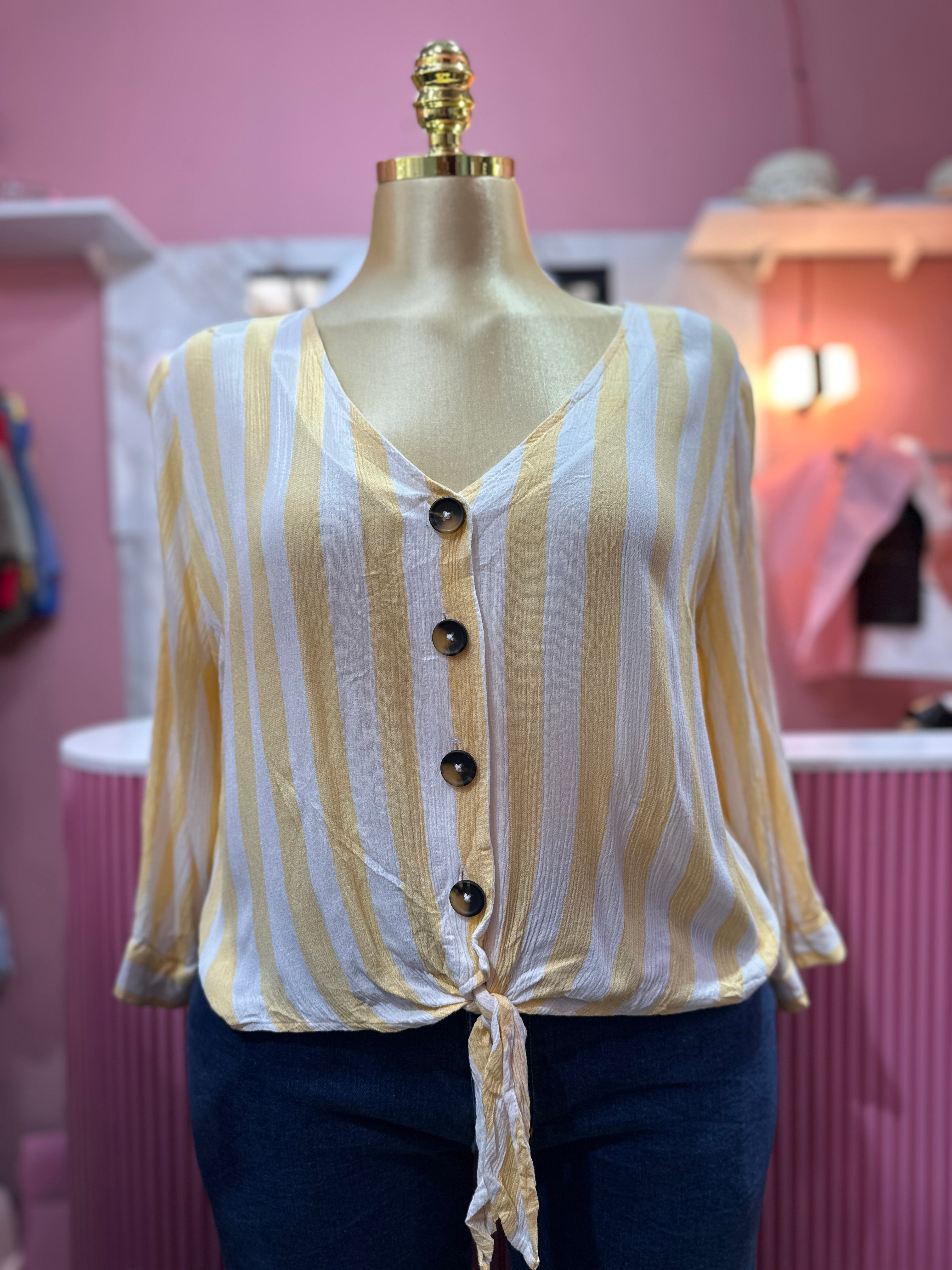 Blusa manga larga de botones rayada