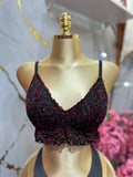 Bralette VICTORIA’S SECRET de encaje floral con estampado de corazones