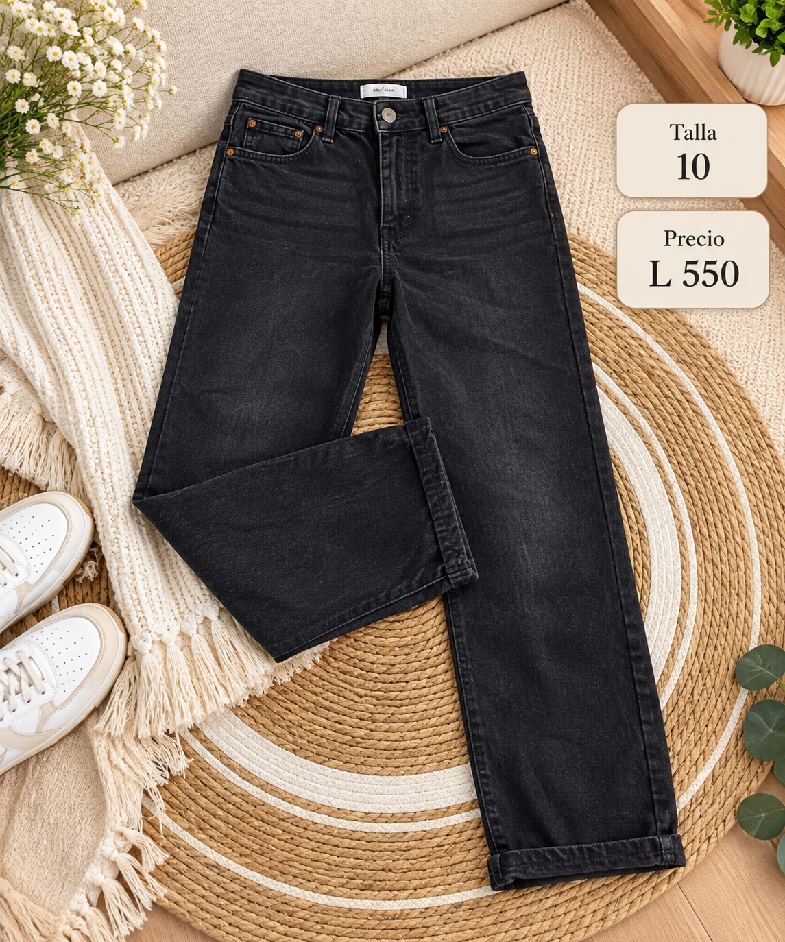Mom Jean oscuro MNG DENIM con efecto deslavado