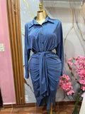 Vestido camisero estilo Denim de FASHION NOVA