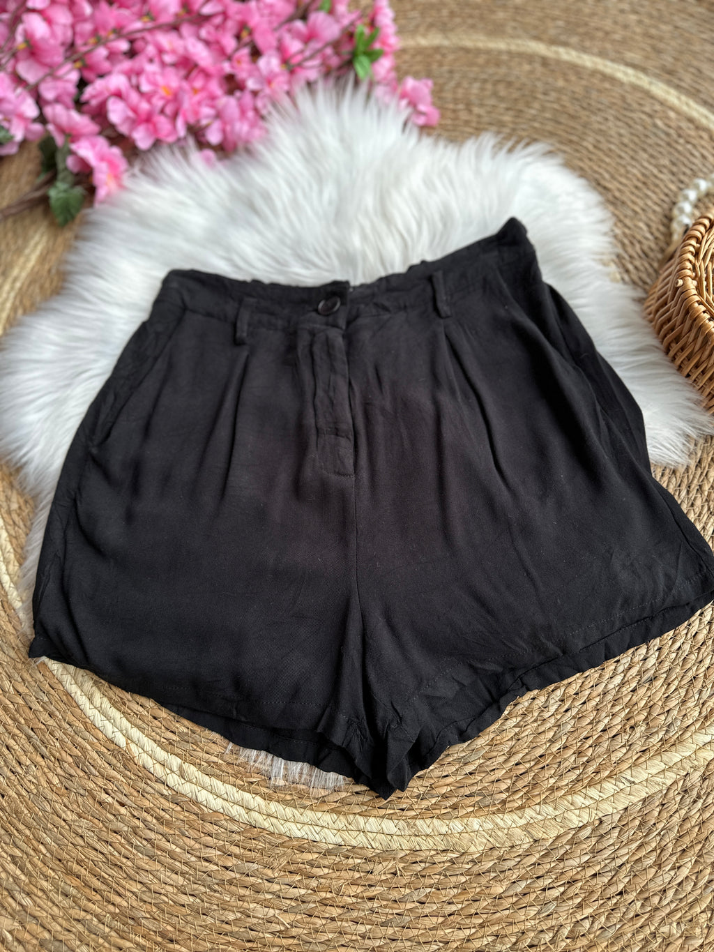 Short Negro Casual  Tiro Alto
