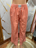 Pantaloneta viral NEW SEASON 2000 tono naranja y blanco cuadriculado