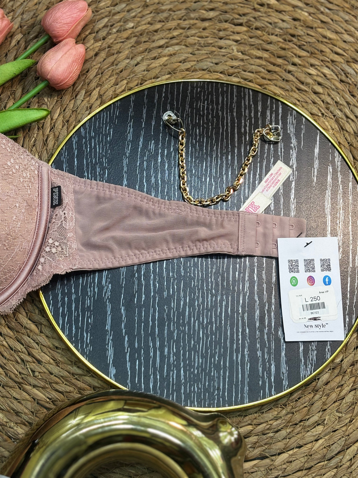 Brasier rose gold con blonda delicada PINK Victorias Secret