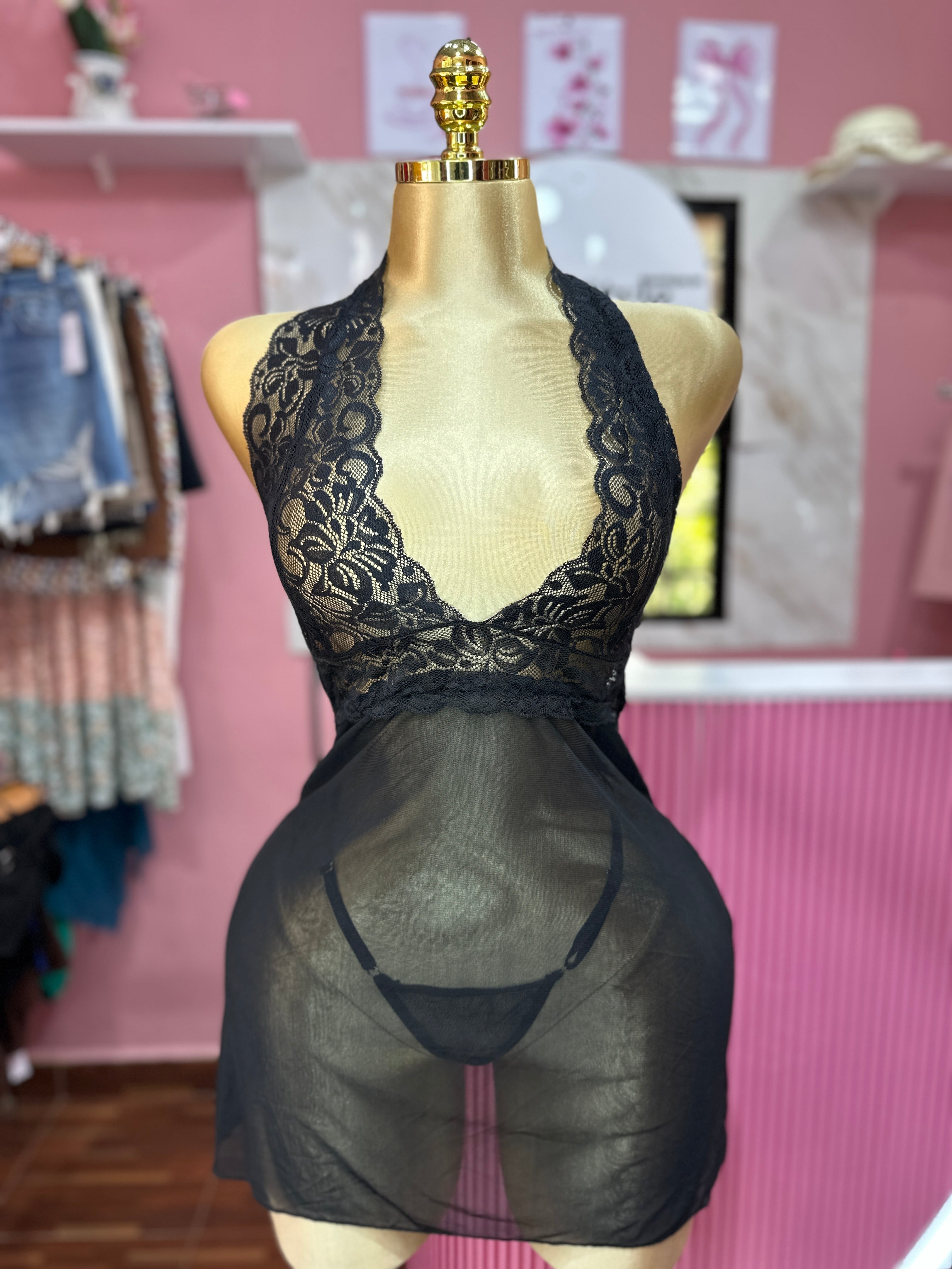 Baby Doll de Encaje Transparente