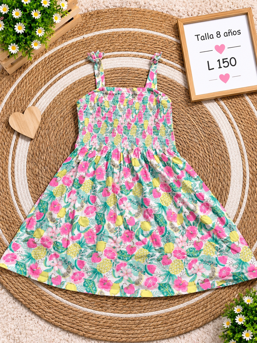 Vestido para niña de tirantes  con hermoso estampado floral