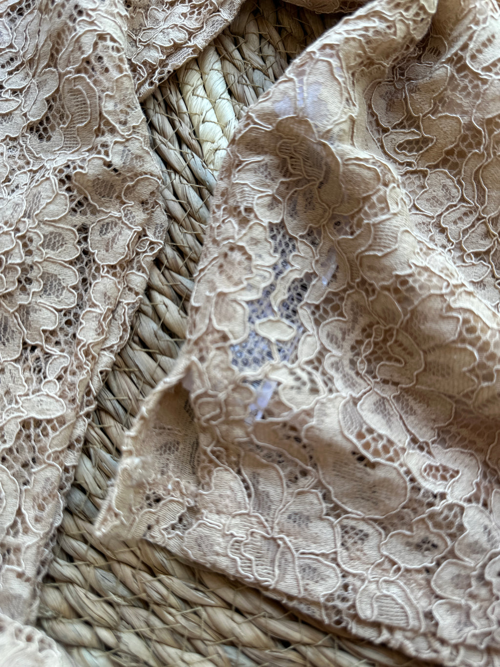 Blusa de Encaje floral translúcido Beige