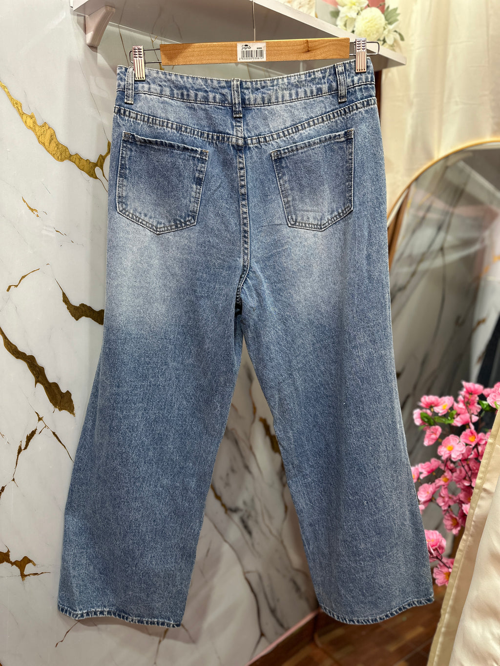 Pantalón SHEIN de mezclilla de corte relajado de tiro alto
