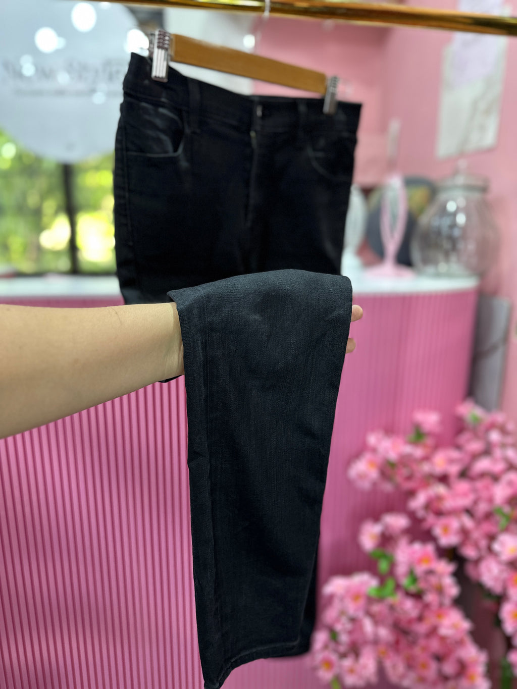 Skinny Jeans de Tiro Alto Negro