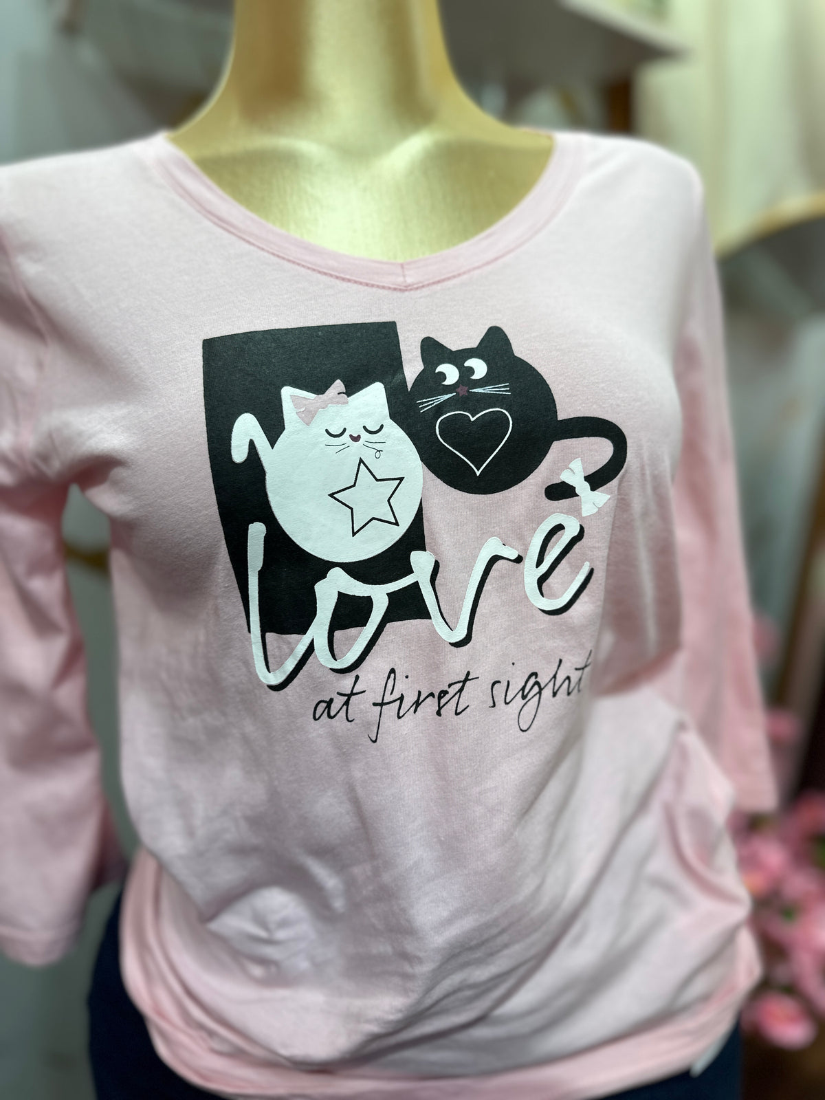 Camiseta de mangas tres cuartos color rosa LA VIE EN ROSE