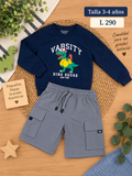 Conjunto para niño, sudadera azul marino y short estilo cargo