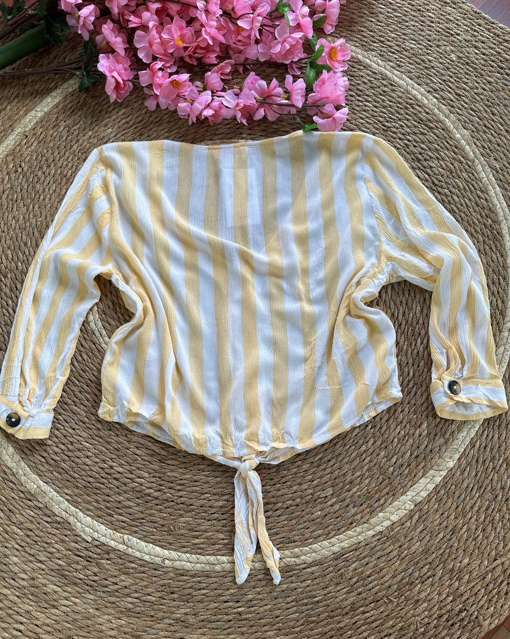 Blusa manga larga de botones rayada