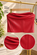 Top corto SHEIN color rojo sin tirantes de cuerina