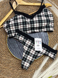 Set de hilo y brasier cuadriculado