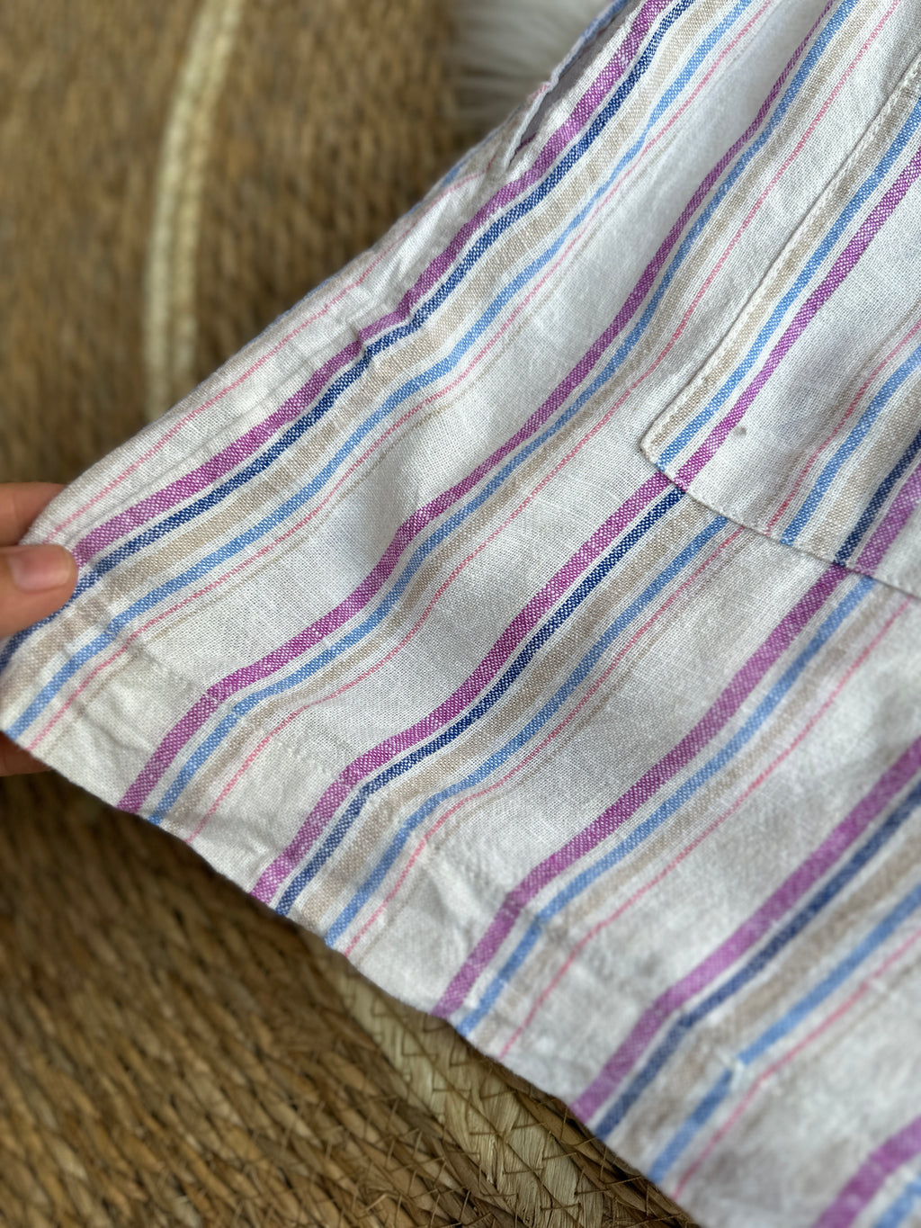 Short Rayado Con Cintura Elástica y Cordón