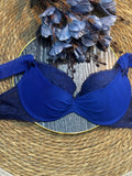 Brasier azul con push y blonda delicado