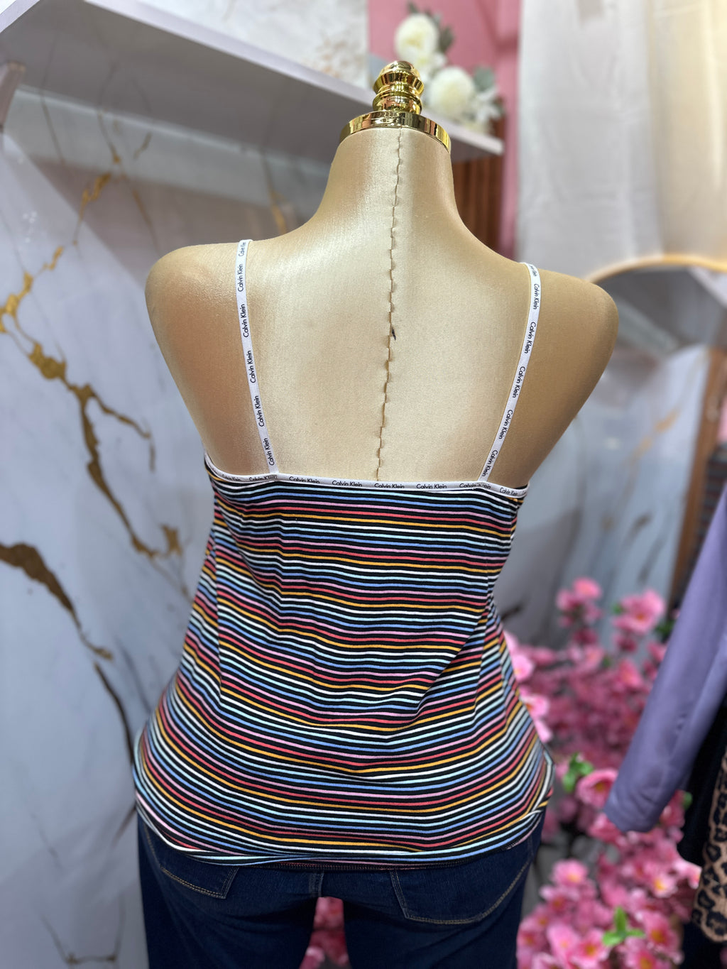 Camisa CALVIN KLEIN de tirantes con estampado de rayas multicolor