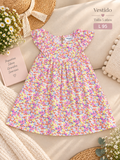 Vestido para niña con un colorido estampado floral y mangas con volantes