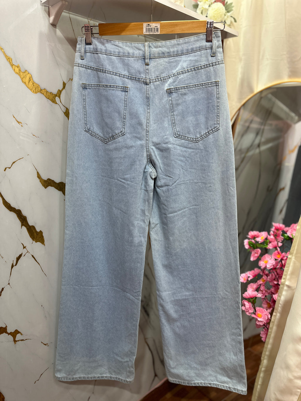 Pantalón SHEIN tipo Wide Leg de tiro alto en tono azul claro