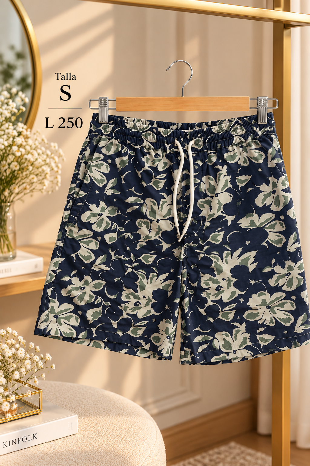 Short con estampado floral y con cintura elástica