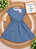 Vestido azul para niña con estampado tipo animal print