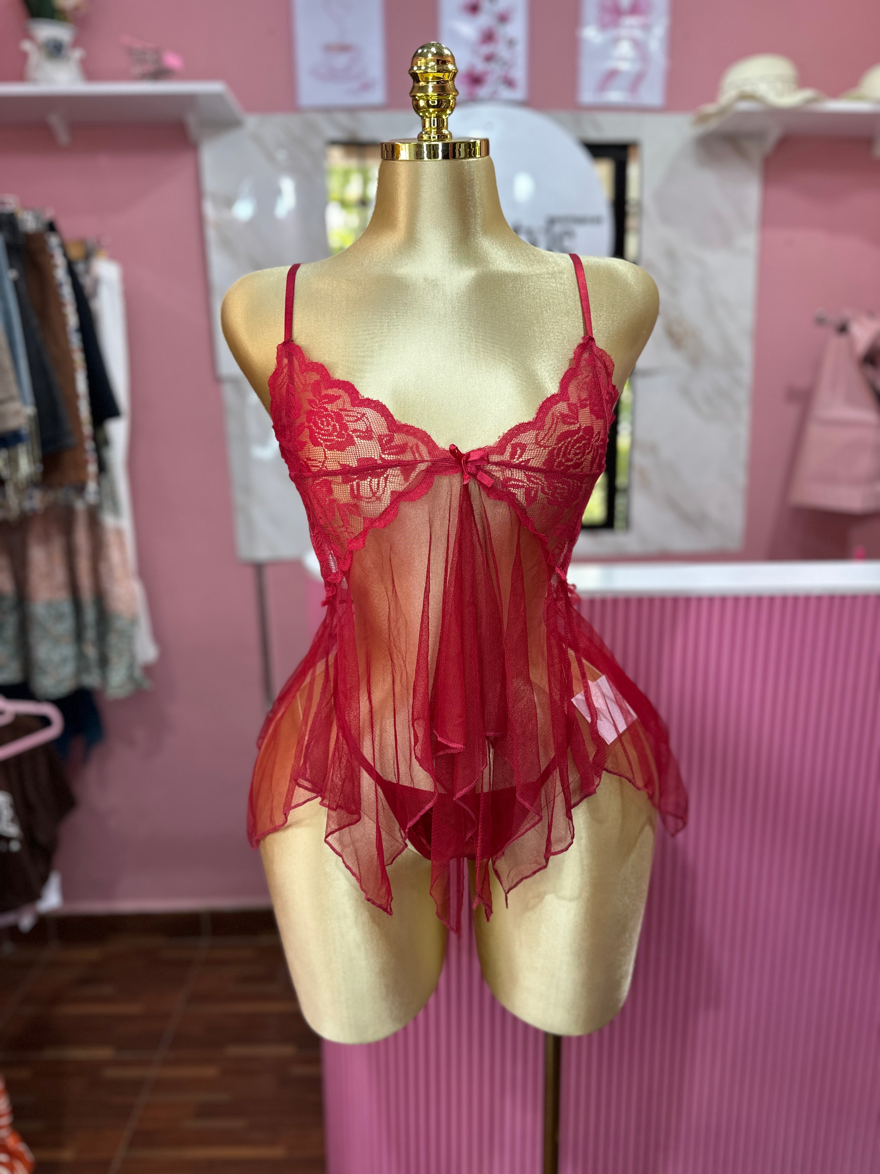 Conjunto lencería rojo