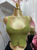 Top de crochet verde olivo