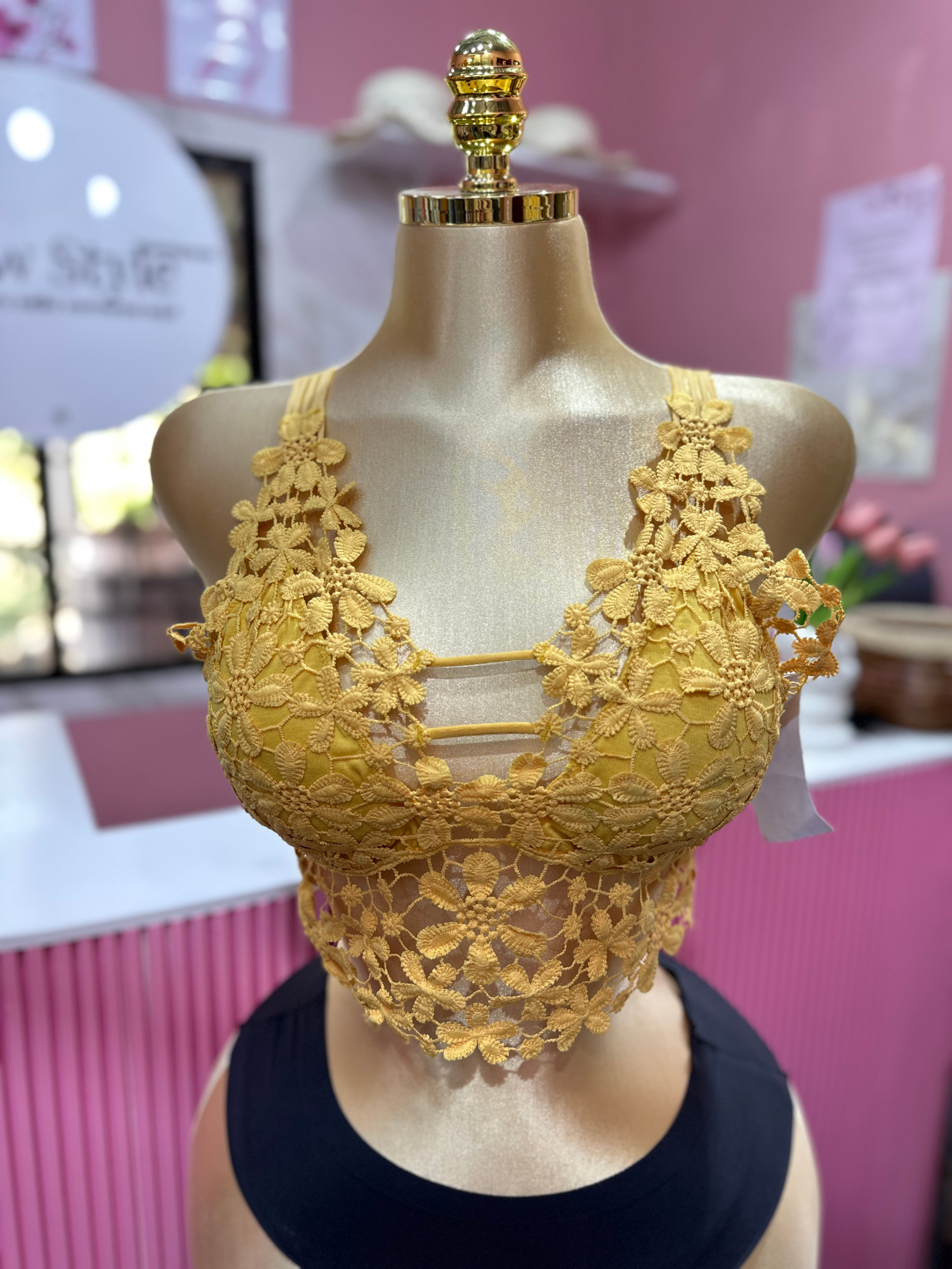 Brasier de Encaje Floral Amarillo