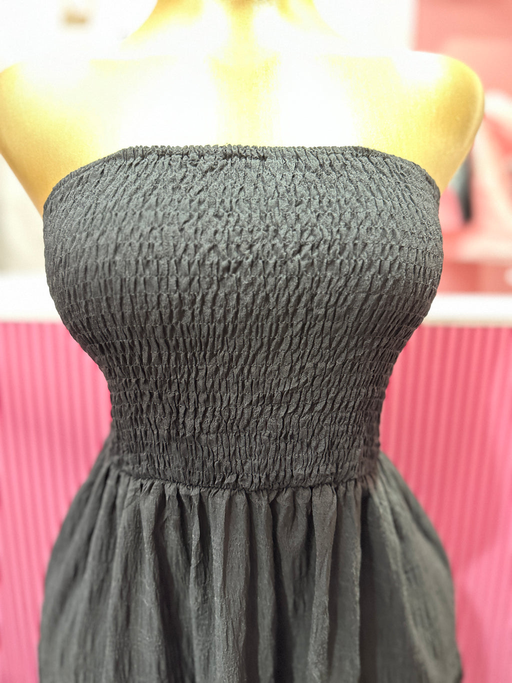 Vestido largo negro strapless