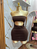 Vestido corto estilo tubo color café