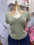 Camisa básica OLD NAVY de mangas cortas con cuello en V