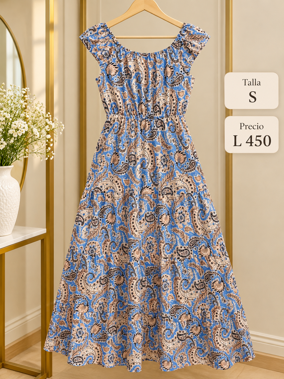 Vestido largo estilo bohemio con estampado paisley