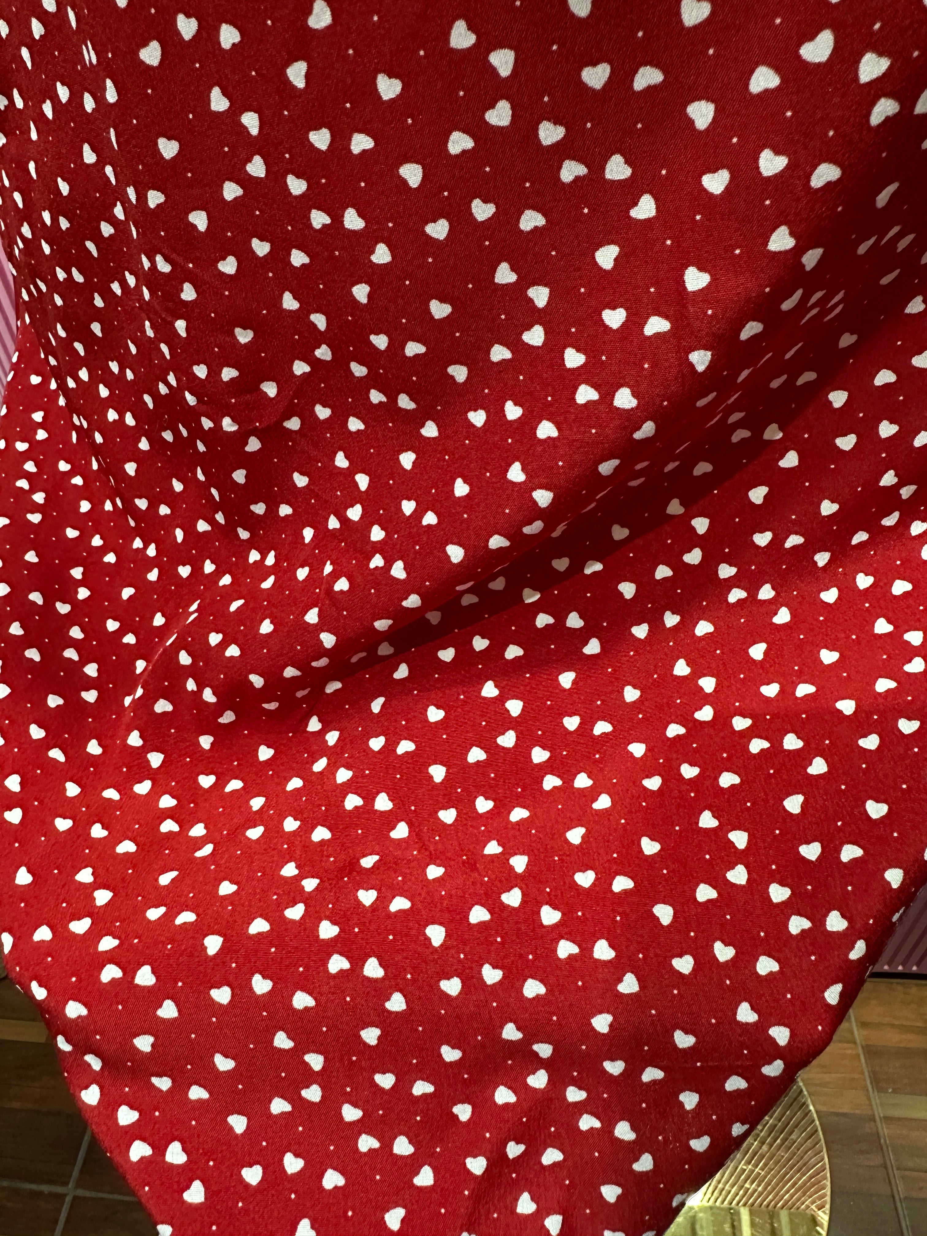 Vestido Casual Rojo Con Estampado de Corazones blancos