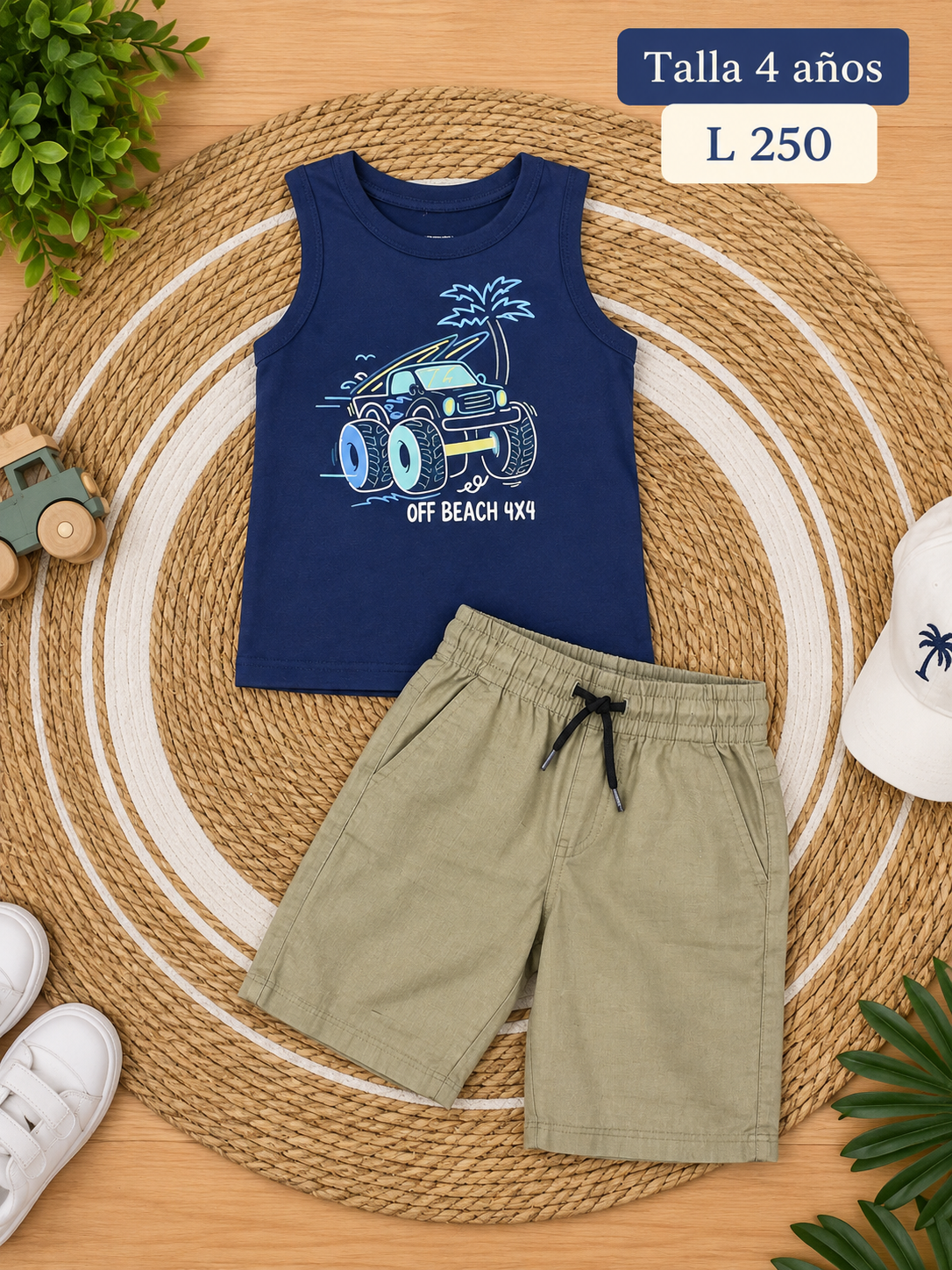 Conjunto para niño, camiseta sin mangas y Calsoneta con cordón ajustable